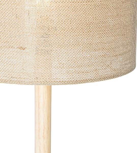 Lampă inteligentă de podea din lemn cu abajur din in natural 32 cm, incl. Wifi A60 - Mels
