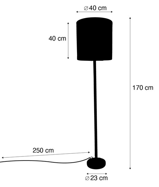 Lampă de podea din lemn cu abajur de catifea gri-maroniu 40cm - Mels