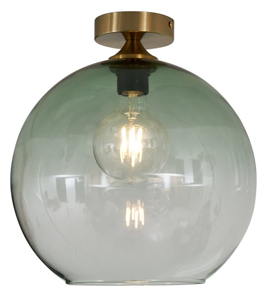 Plafonieră Art Deco alamă cu sticlă verde - Sandra