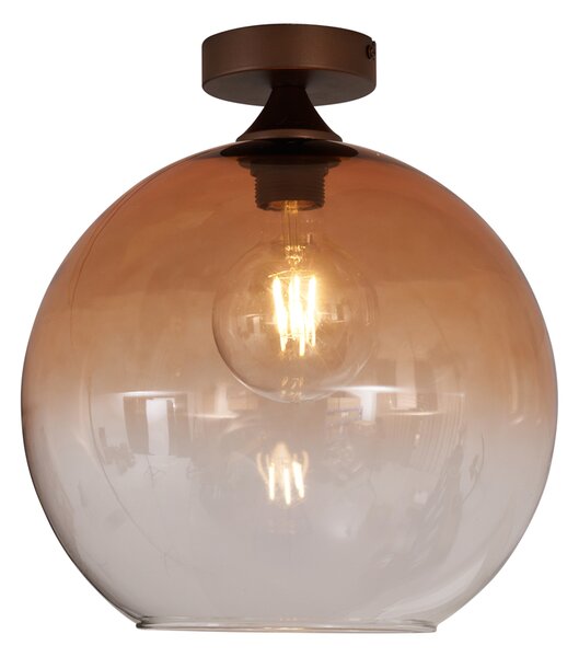 Plafonieră Art Deco bronz închis cu sticlă maro - Sandra