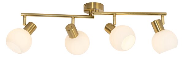Spot luminos inteligent de tavan auriu cu sticlă opală 4 lumini reglabil incl. 4 Wifi P45 - Anouk