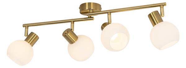 Spot luminos inteligent de tavan auriu cu sticlă opală 4 lumini reglabil incl. 4 Wifi P45 - Anouk