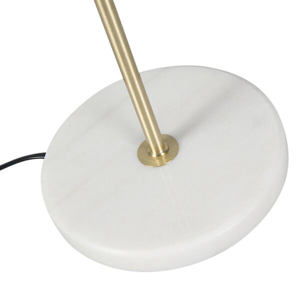 Lampă de masă din alamă cu abajur din catifea, design frunze și interior auriu - Kaso
