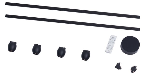 Sistem modern de iluminat pe șine cu 4 spoturi negre monofazate - Magnetic Zagaye