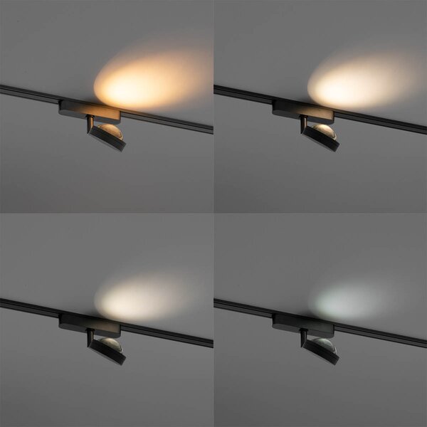 Spot modern negru pentru sistem de șine monofazat, cu LED rotativ și înclinabil - Magnetic Lance