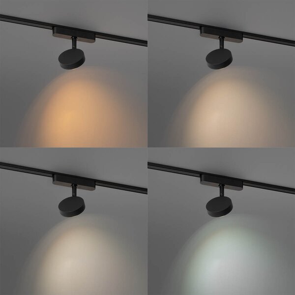 Spot modern negru pentru sistem de șine monofazat, cu LED rotativ și înclinabil - Magnetic Lance