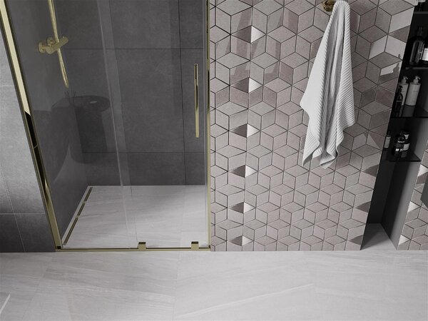 Mexen Velar, usa culisanta spre deschidere 75x200 cm, sticla transparenta 8mm, profil auriu lucios, 871-075-000-01-50