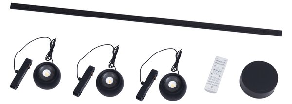 Sistem modern de iluminat pe șine cu 3 pendule negre monofazate - Magnetic Lance