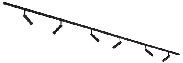 Sistem modern de iluminat pe șine cu 6 spoturi negre monofazate - Slimline Uzzy
