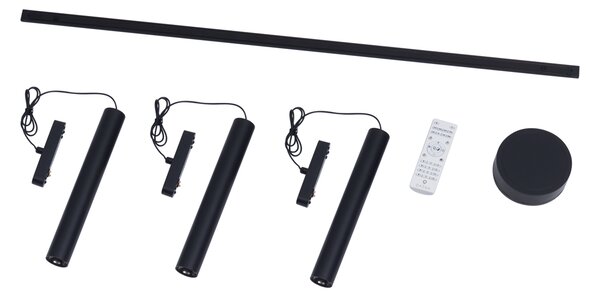 Sistem de iluminat pe șină modern cu 3 pendule negre monofazat - Magnetic Cassie