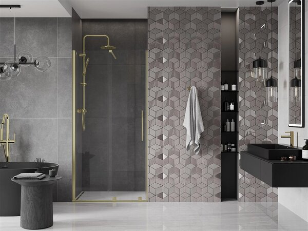 Mexen Velar, usa culisanta pentru deschidere 80x200 cm, sticla transparenta 8mm, profil auriu mat, 871-080-000-01-55