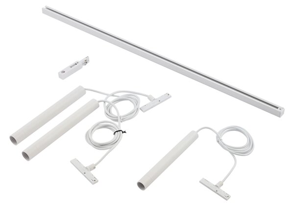 Sistem modern de iluminat pe șine cu 3 pendule albe monofazat - Slimline Keno