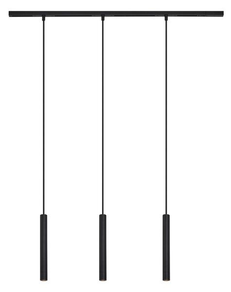 Sistem modern de iluminat pe șine cu 3 pendule negre monofazat - Slimline Keno