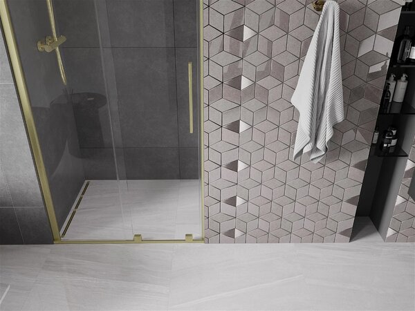 Mexen Velar, usa culisanta pentru deschidere 80x200 cm, sticla transparenta 8mm, profil auriu mat, 871-080-000-01-55