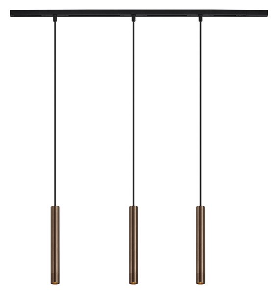 Sistem de iluminat modern pe șină cu 3 pendule bronz monofazat - Slimline Keno