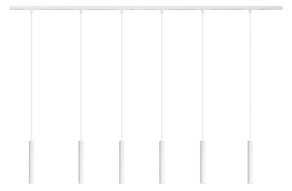 Sistem modern de iluminat pe șine cu 6 pendule albe monofazat - Slimline Keno