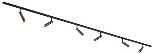 Sistem de iluminat modern pe șină cu 6 spoturi bronz închis monofazat - Slimline Uzzy