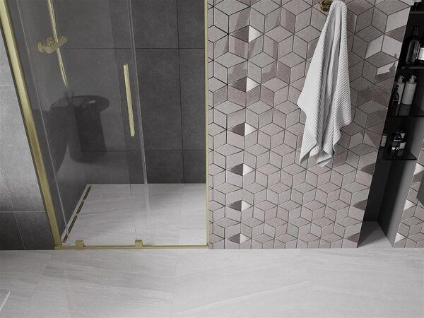 Mexen Velar, usa culisanta pentru deschidere 75x200 cm, sticla transparenta 8mm, profil auriu mat, 871-075-000-01-55
