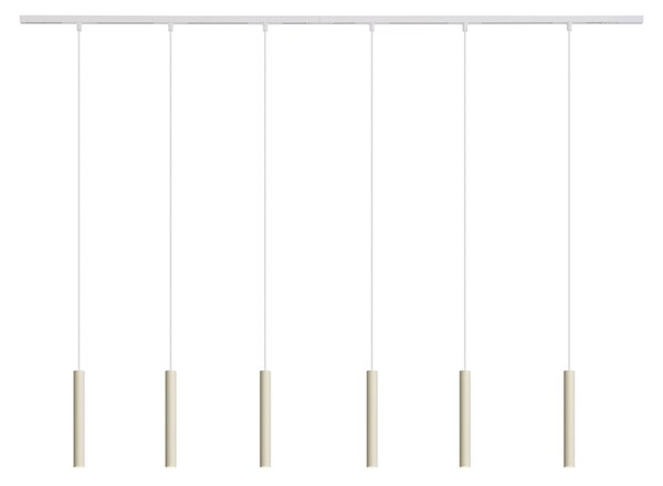 Sistem modern de iluminat pe șine cu 6 pendule bej cu alb, monofazat - Slimline Keno
