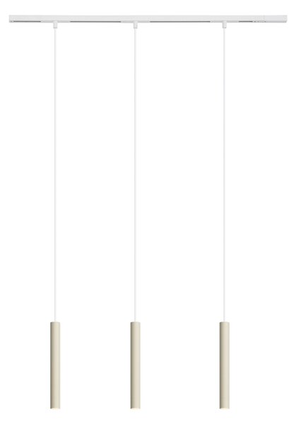 Sistem modern de iluminat pe șine cu 3 pendule bej și alb, monofazat - Slimline Keno