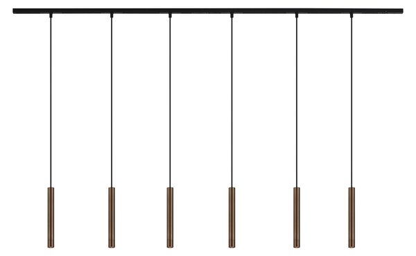 Sistem de iluminat modern pe șină cu 6 pendule bronz monofazat - Slimline Keno