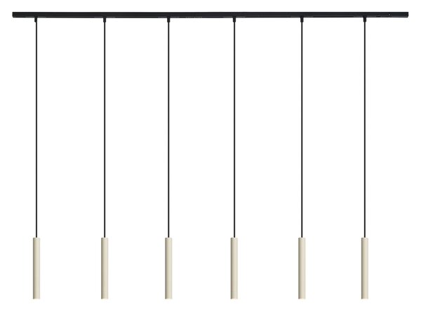Sistem modern de iluminat pe șine cu 6 pendule bej cu negru monofazat - Slimline Keno