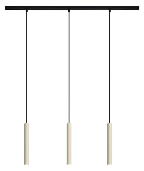 Sistem de iluminat pe șină modern cu 3 pendule bej cu negru monofazat - Slimline Keno