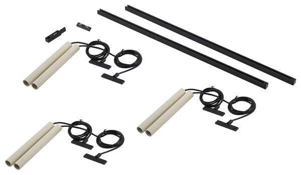 Sistem modern de iluminat pe șine cu 6 pendule bej cu negru monofazat - Slimline Keno