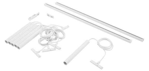 Sistem modern de iluminat pe șine cu 6 pendule albe monofazat - Slimline Keno