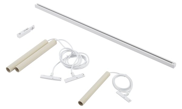 Sistem modern de iluminat pe șine cu 3 pendule bej și alb, monofazat - Slimline Keno