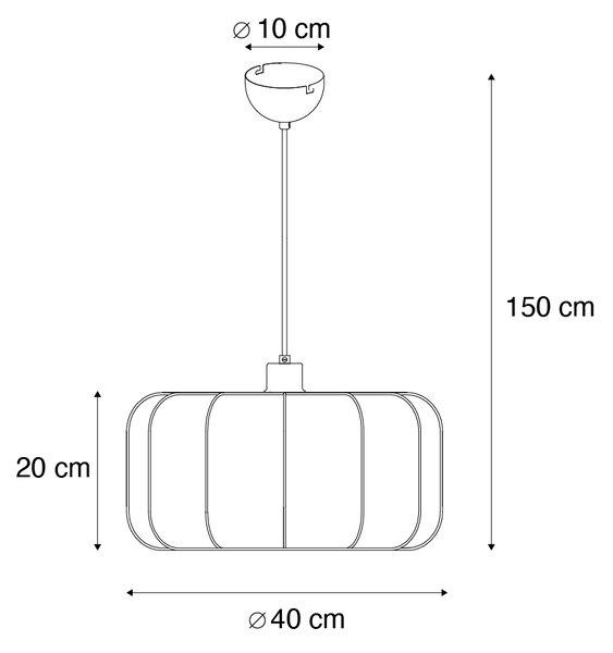 Lampă suspendată Japandi neagră cu alb 40cm - Madleine