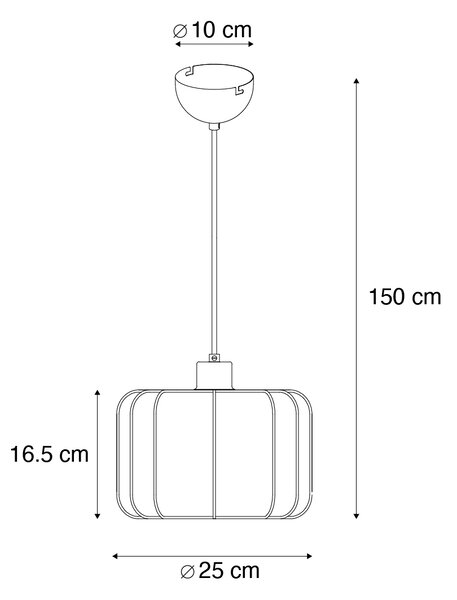 Lampă suspendată Japandi neagră cu alb 25cm - Madleine
