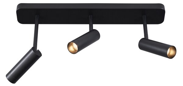 Spot rotund de tavan negru GU10 35mm cu 3 lumini reglabil - Kate