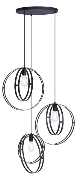 Lampă suspendată de design neagră rotundă cu 3 lumini - Indu