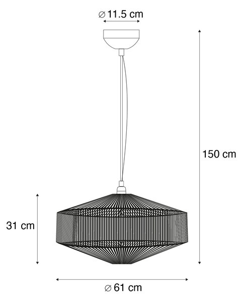 Lampă suspendată Japandi funie maro 61cm - Svea