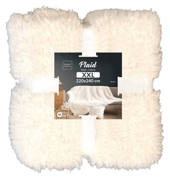Pătură crem din blană artificială 220x240 cm Mouton – douceur d'intérieur