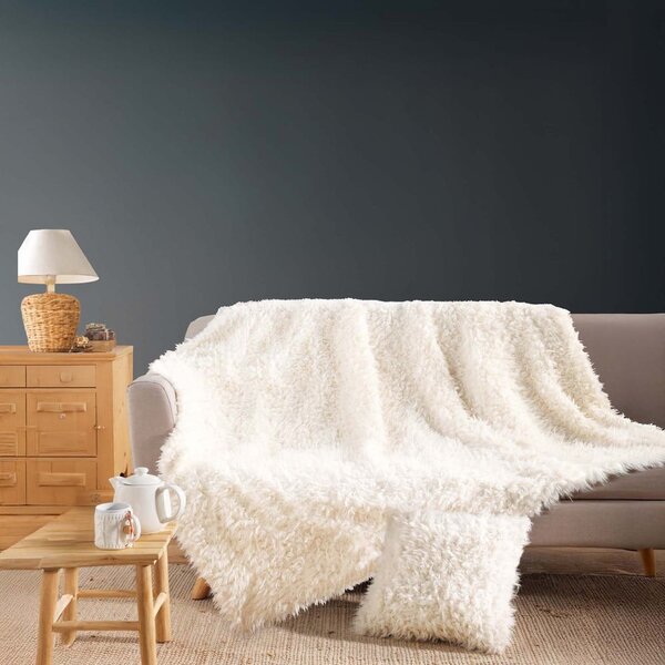 Pătură crem din blană artificială 220x240 cm Mouton – douceur d'intérieur
