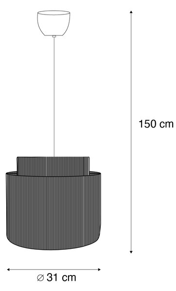 Lampă suspendată Japandi neagră cu frânghie maro 31cm - Smilla