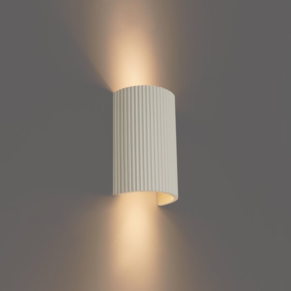 Lampă de perete scandinavă bej, semicerc, cu 2 lumini - Plaster