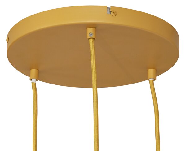 Lampă pendantă retro galben muștar cu sticlă mată 3 lumini - Fedde