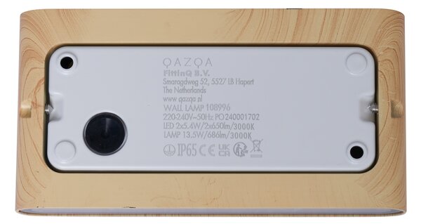 Lampă scandinavă de perete pentru exterior cu imprimeu de lemn 17,5 cm, inclusiv LED IP65 - Batt