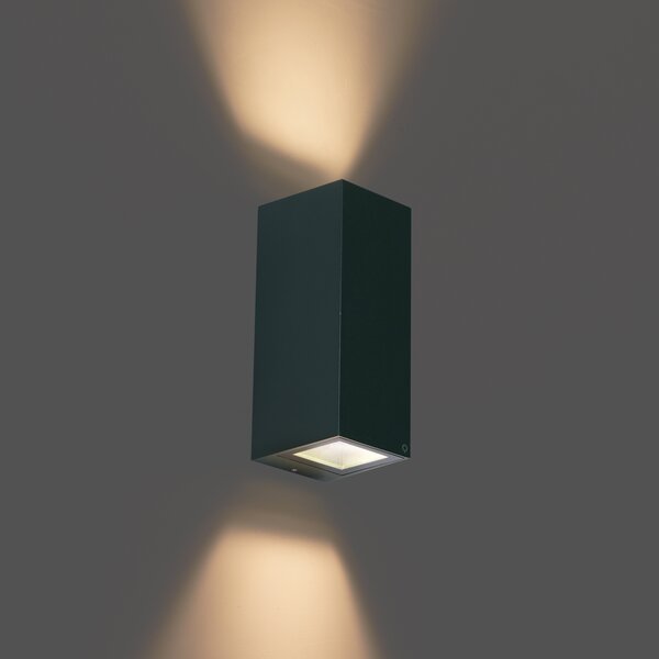 Lampă de perete modernă verde închis cu 2 lumini GU10 70mm IP54 - Baleno