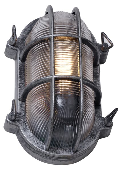 Lampă de perete de exterior argintie ovală IP44 - Noutica