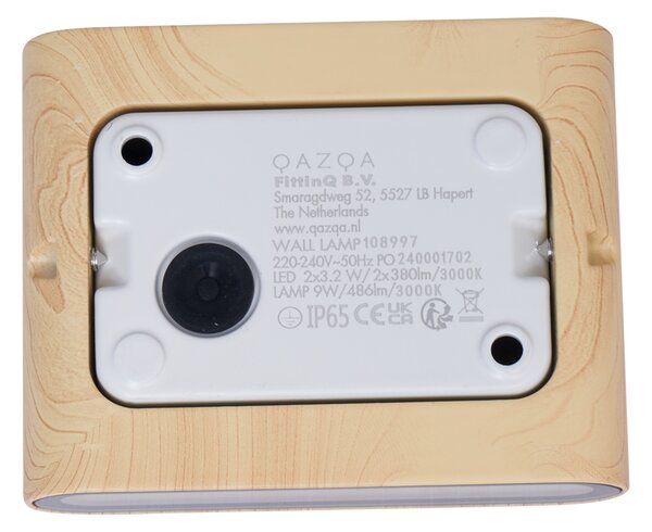 Lampă scandinavă de perete pentru exterior cu imprimeu de lemn 11,5 cm, inclusiv LED IP65 - Batt