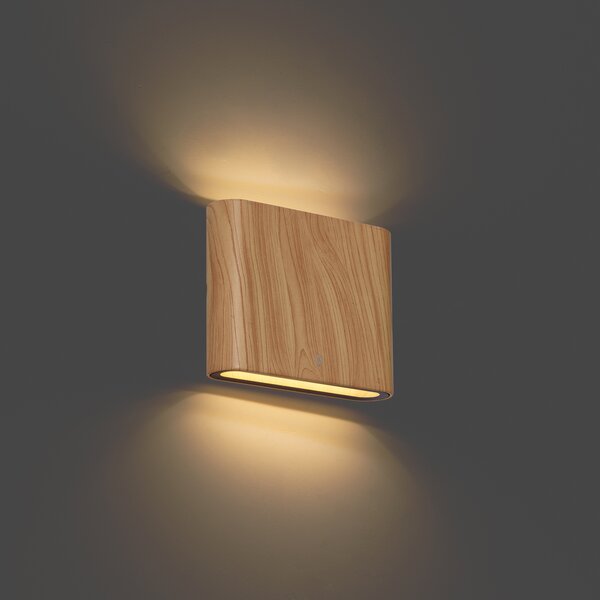 Lampă scandinavă de perete pentru exterior cu imprimeu de lemn 11,5 cm, inclusiv LED IP65 - Batt