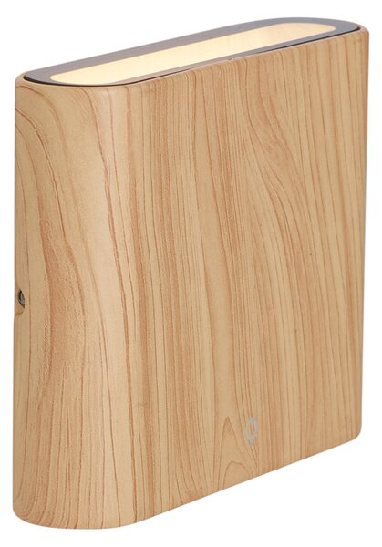 Lampă scandinavă de perete pentru exterior cu imprimeu de lemn 11,5 cm, inclusiv LED IP65 - Batt