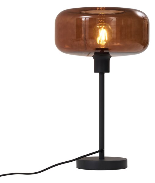Lampă de masă retro neagră cu sticlă bronz - Bizle