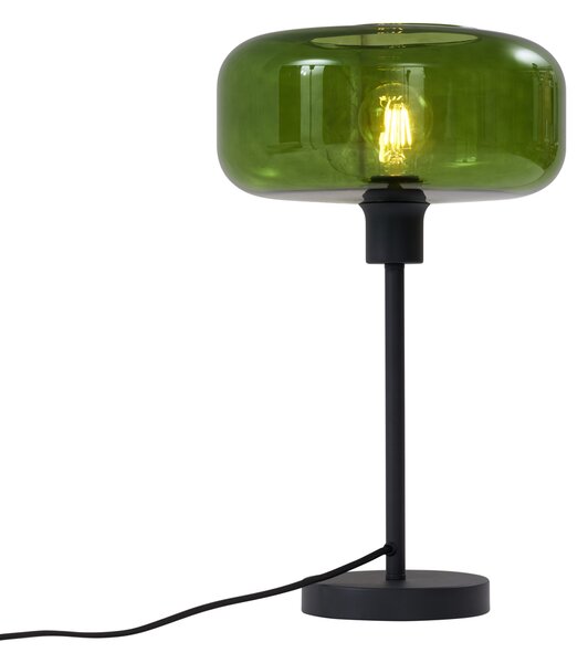 Lampă de masă retro neagră cu sticlă verde - Bizle