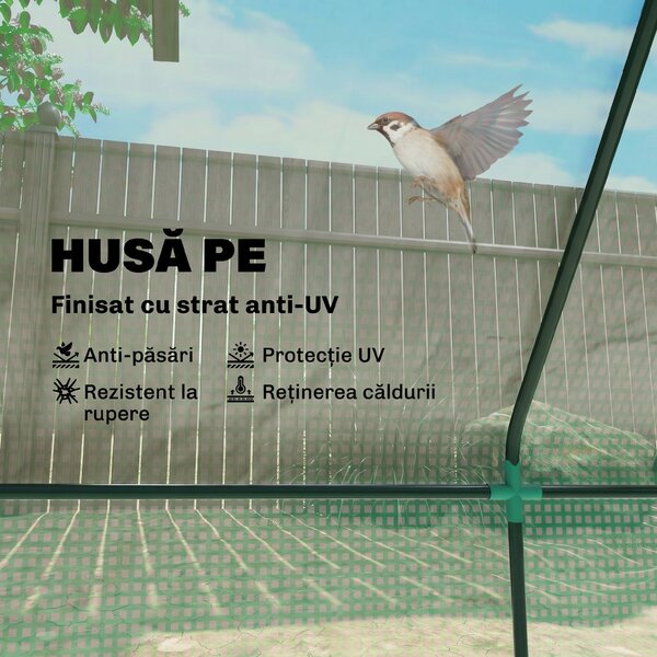 Outsunny Seră de Grădină cu 2 Ferestre Laterale și Fereastră Centrală Rulantă, din Oțel, PE și PP, 240x90x90 cm, Verde | Aosom Romania