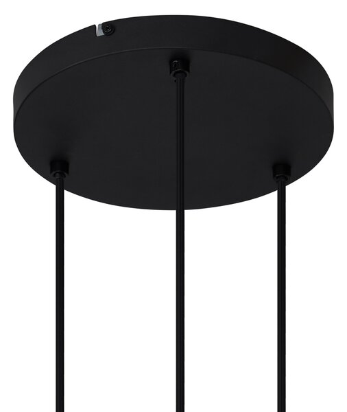 Lampă modernă cu pandantiv neagră cu sticlă fumuriu 3 lumini - Dame